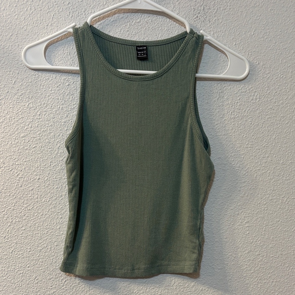 SHEIN Olive Ribbed Tank Top